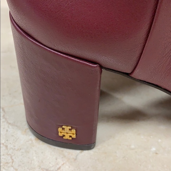 TORY BURCH BROOKE TALL BOOTS/SLOUCHY COLOR CLARET WITH WRAPPED HEEL SZ US 8 1/2 - Picture 8 of 15